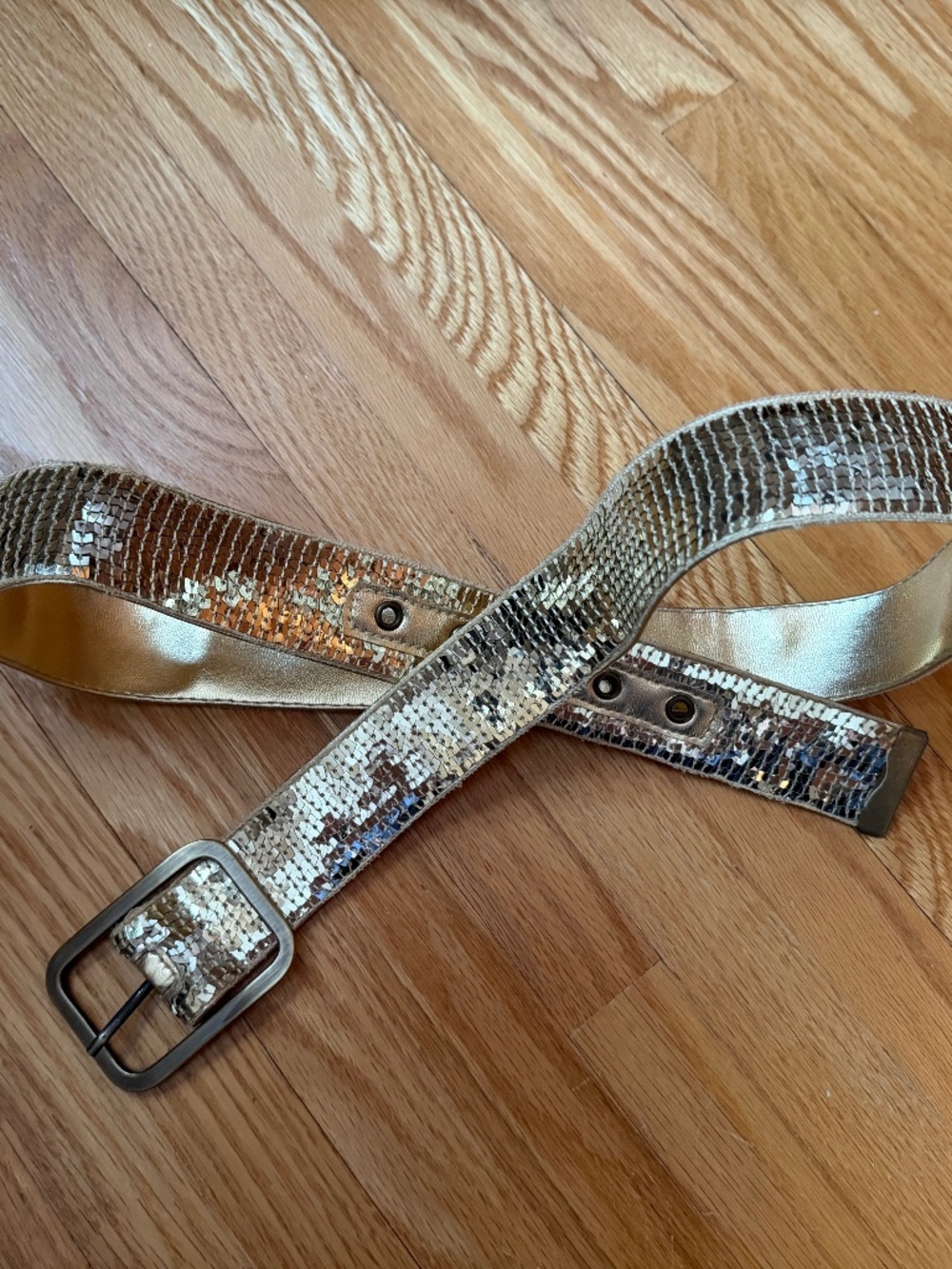 Gold Sequin Belt - size XL (36-41 inches)